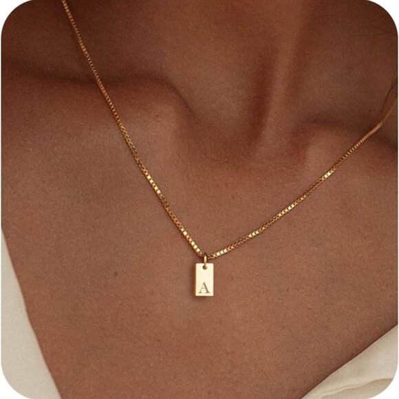 Initial Necklaces for Women 14K Gold Plated Letter Necklace Dainty Gold Name Nec - Picture 1 of 6
